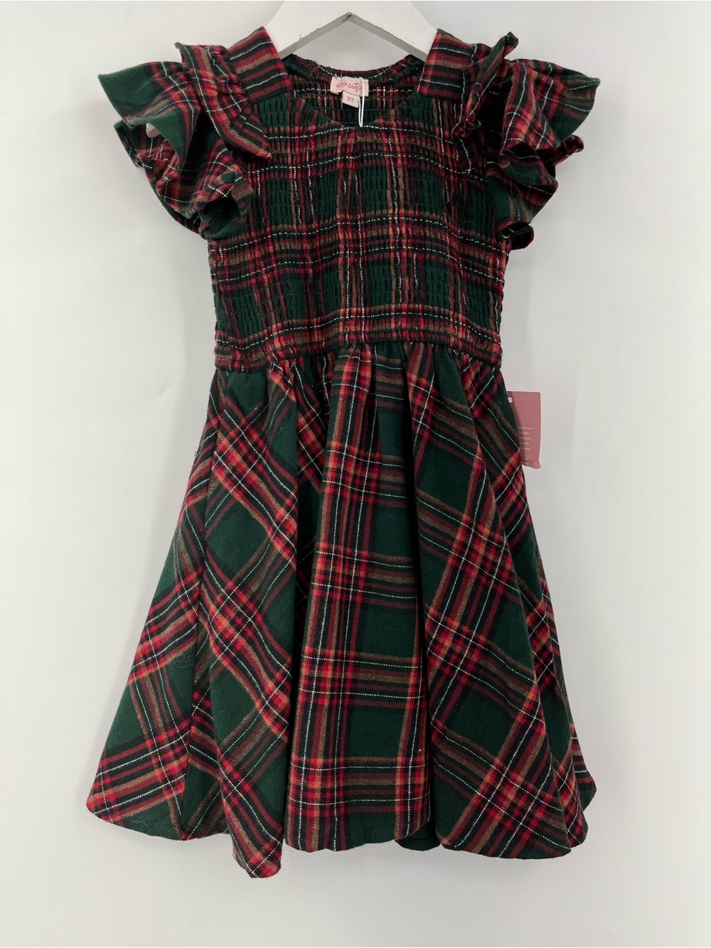 Ivy City Co Mini Hattie Cotton Dress 0923 Evergreen Plaid Girls 3T green ruffle - Picture 3 of 8